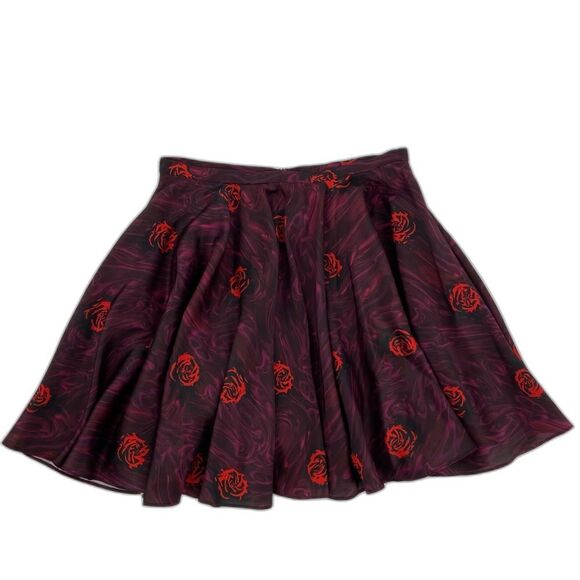 NEW Opening Ceremony Lizzy Rose Print Satin Skater Flowy Mini Skirt Size 6 - Picture 2 of 16